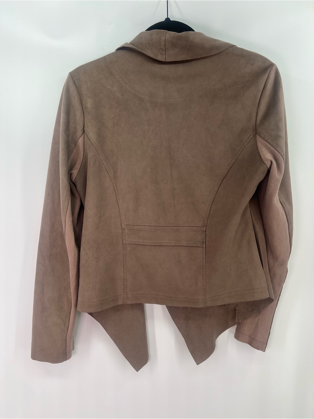 Vigoss Taupe Faux Suede Asymmetrical Lightweight Moto Zip Jacket M Medium - Picture 4 of 9